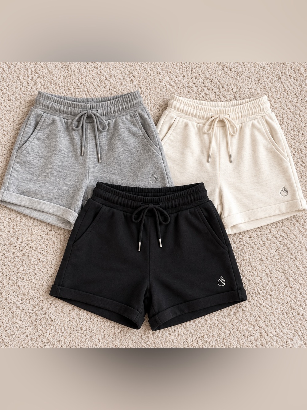 Sweat Shorts 3-Piece Bundle Size M Black Gray Cream